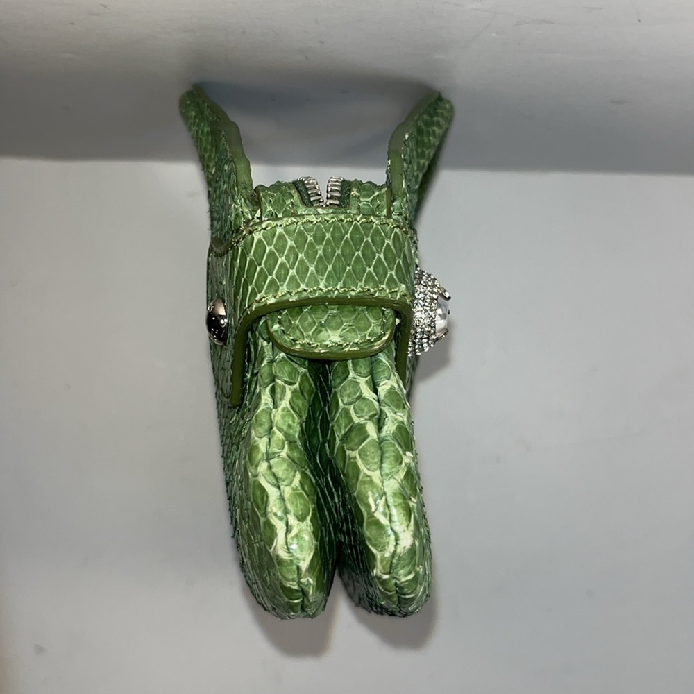 NWOT Vintage Tod’s Green Snakeskin Leather With Crystal Clutch Shoulder Bag - Picture 12 of 16